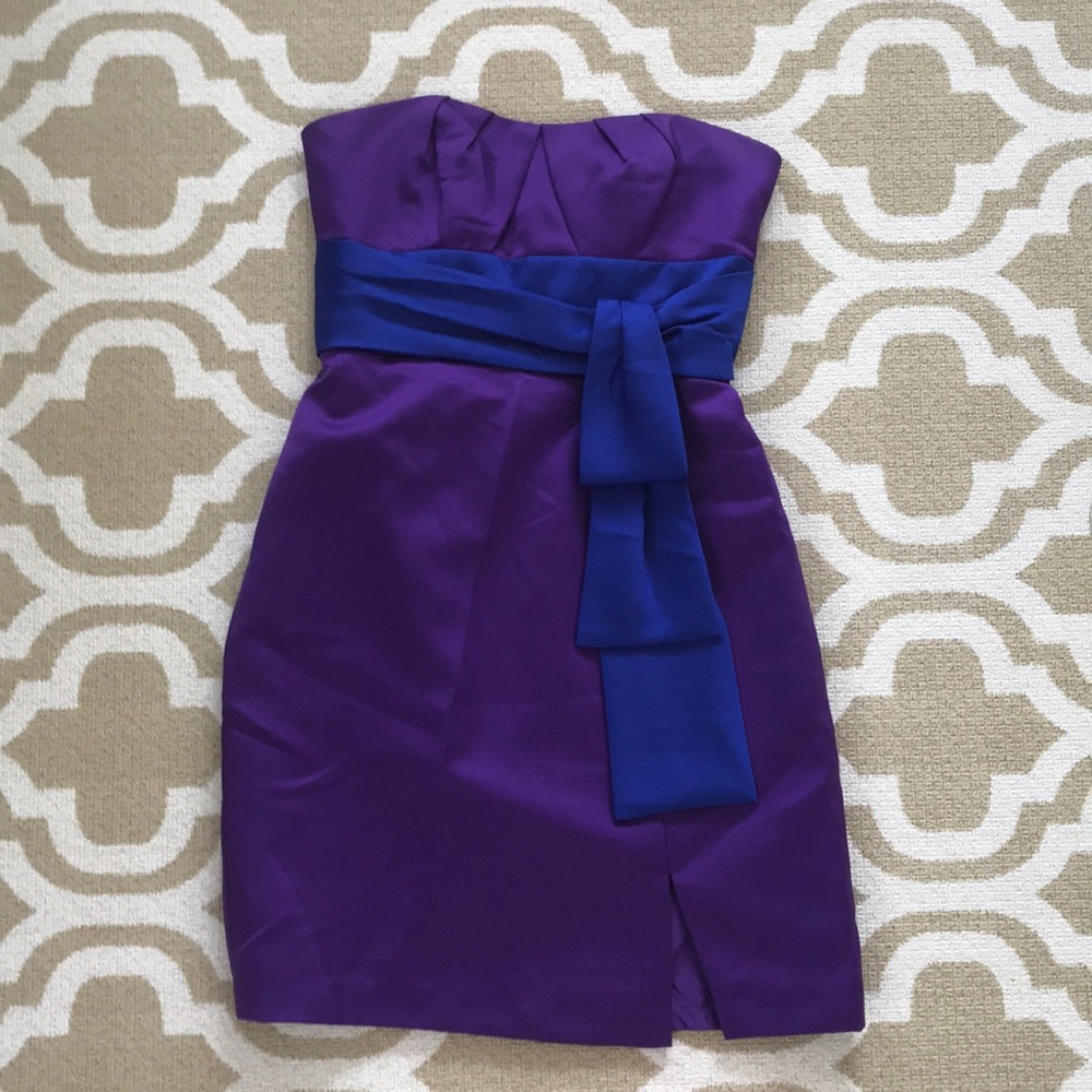 Alfred Angelo size 2 purple with royal blue sash